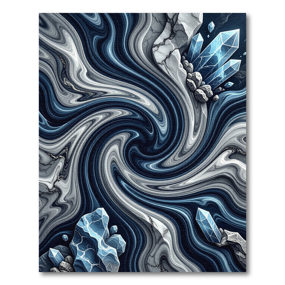 Deep Blue Crystal Swirl Marble Rug
