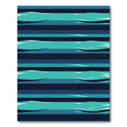 Abstract Teal and Navy Ocean Wave Striped Decor Rug