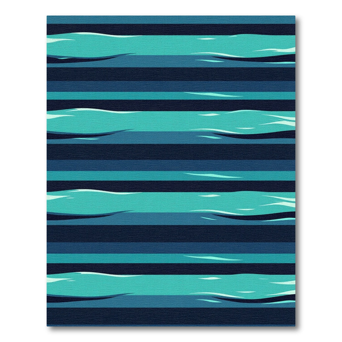 Abstract Teal and Navy Ocean Wave Striped Decor Rug