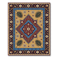 Rich Burgundy Blue Floral Medallion Rug