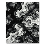 Monochrome Abstract Ink Flow Swirl Rug