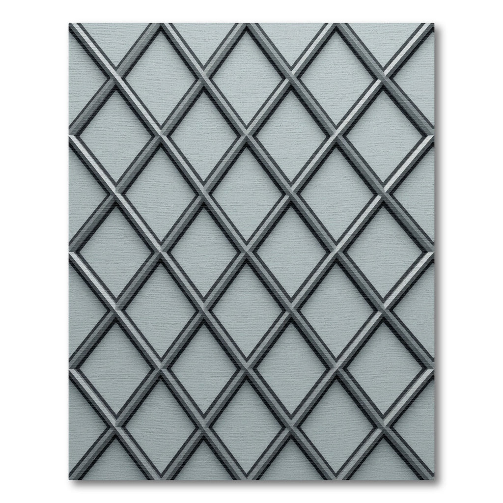 Minimalist Gray Lattice Diamond Rug