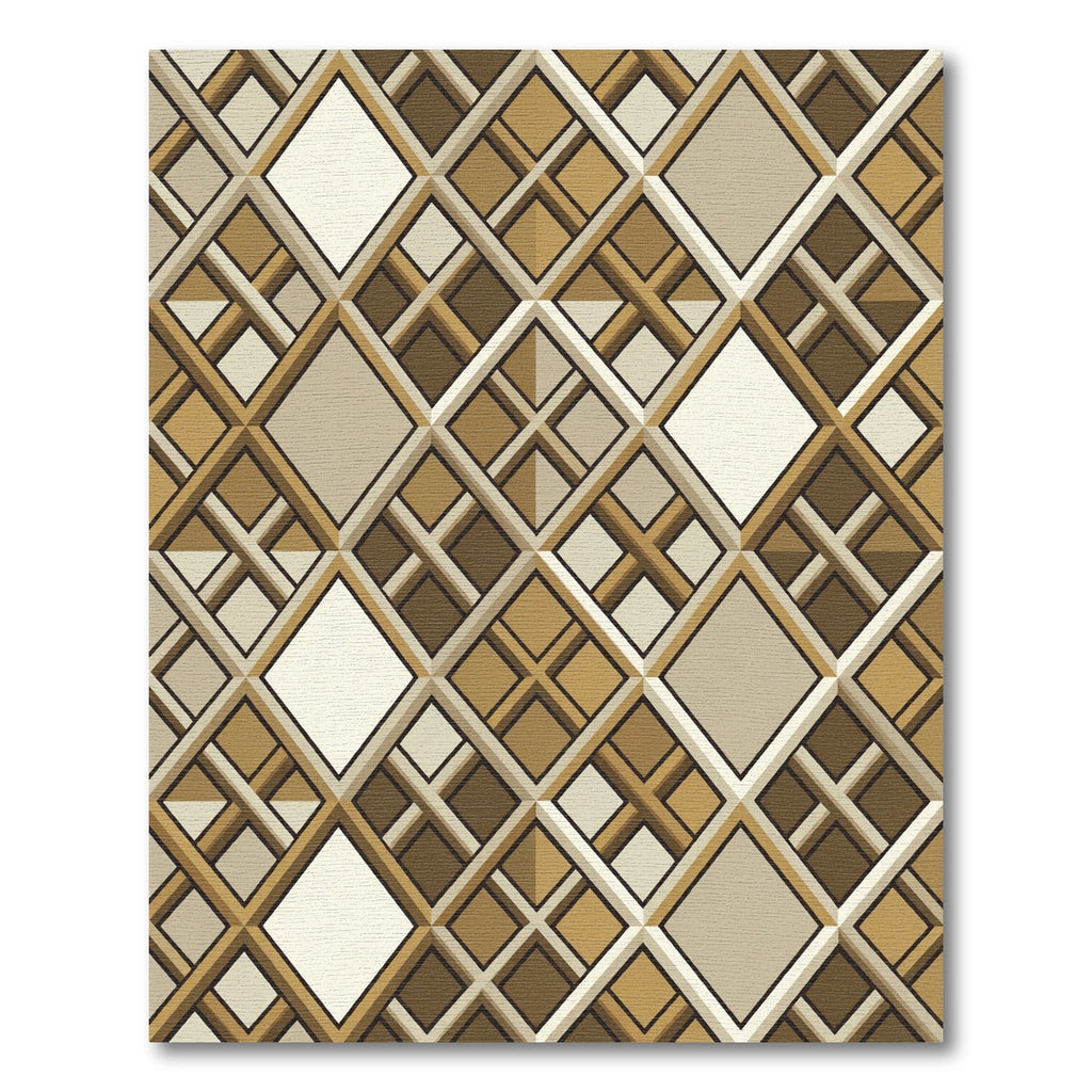 Geometric Golden Brown Argyle Diamonds Rug
