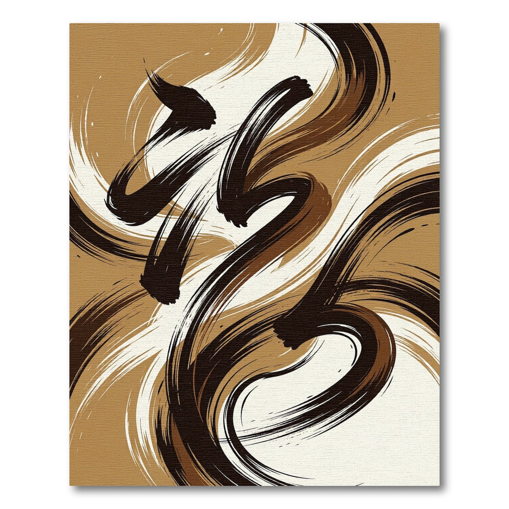 Abstract Black and Bronze Swirl Rug