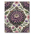 Vintage Mauve Chrysanthemum Floral Medallion Rug