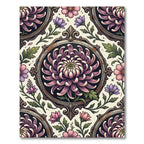 Vintage Mauve Chrysanthemum Floral Medallion Rug