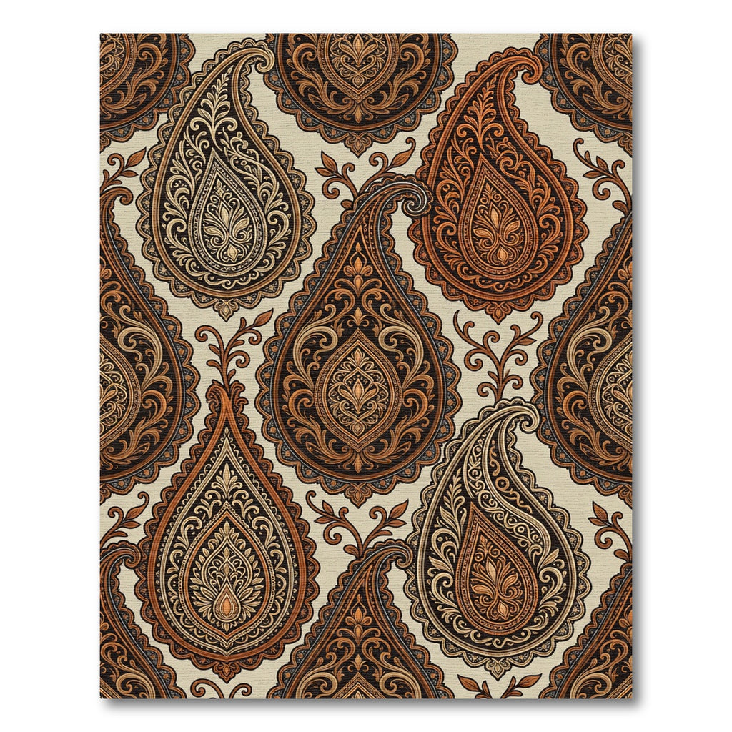 Ornate Amber Paisley Teardrop Rug