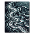 Deep Teal Ocean Wave Swirls Rug
