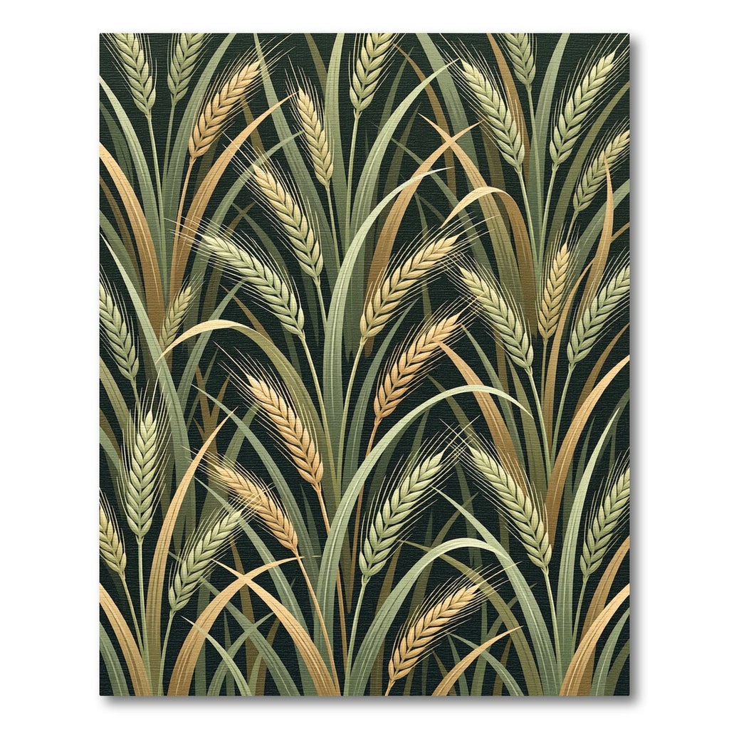 Golden Wheat Stalks Botanical Illustration Rug