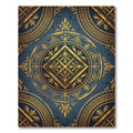 Ornate Golden Mandala Blue Textile Rug