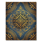Ornate Golden Mandala Blue Textile Rug