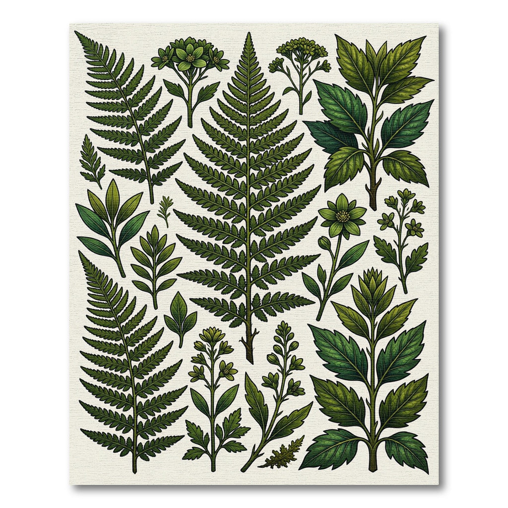 Lush Green Botanical Forest Ferns Rug