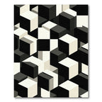 Monochromatic Geometric Cubic Abstract Art Rug