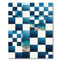Azure Ocean Tide Checkerboard Grid Area Rug
