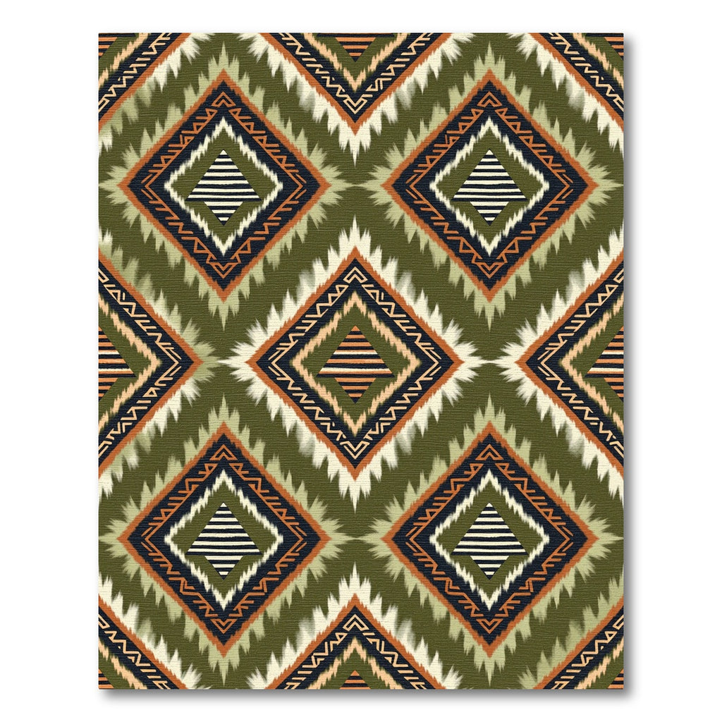Olive Green Geometric Tribal Diamond Rug