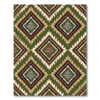 Olive Green Geometric Tribal Diamond Rug