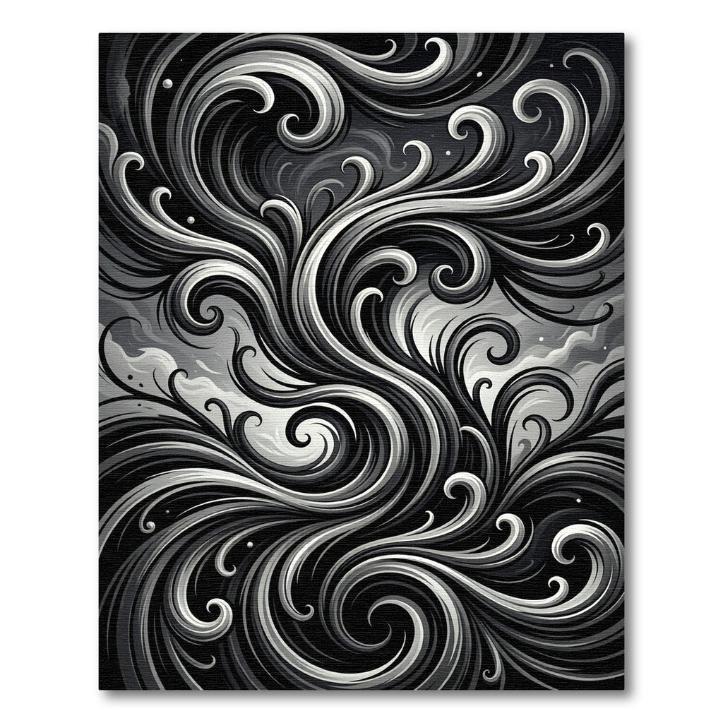 Monochromatic Swirl Abstract Composition Rug