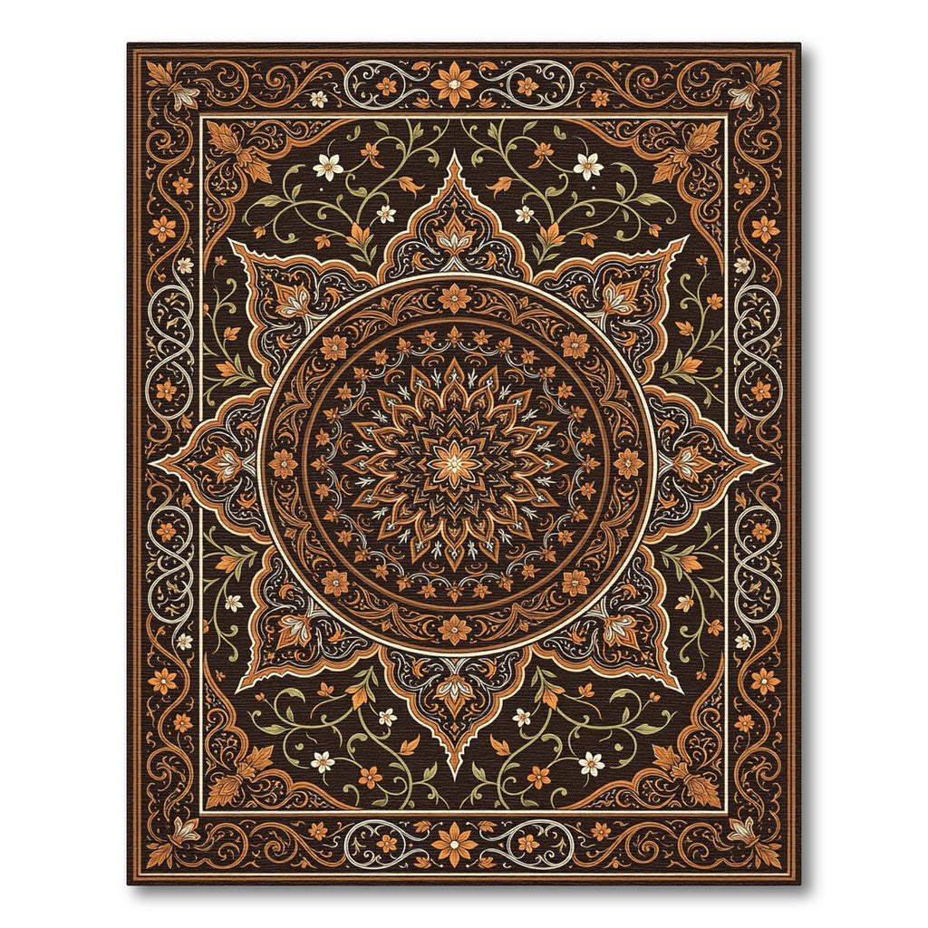 Rich Earthy Tones Floral Medallion Rug