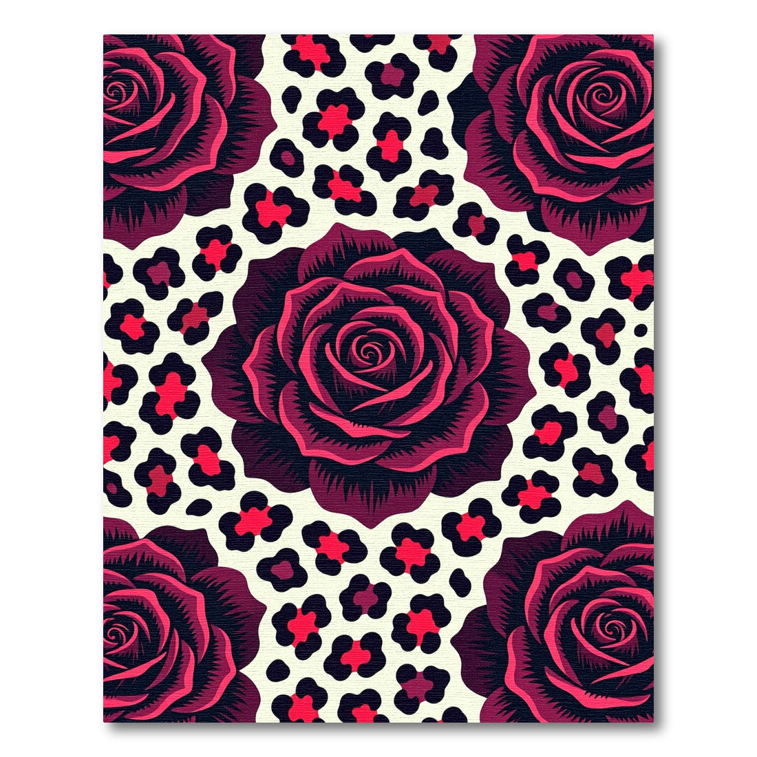Dark Crimson Rose Leopard Spot Accent Rug
