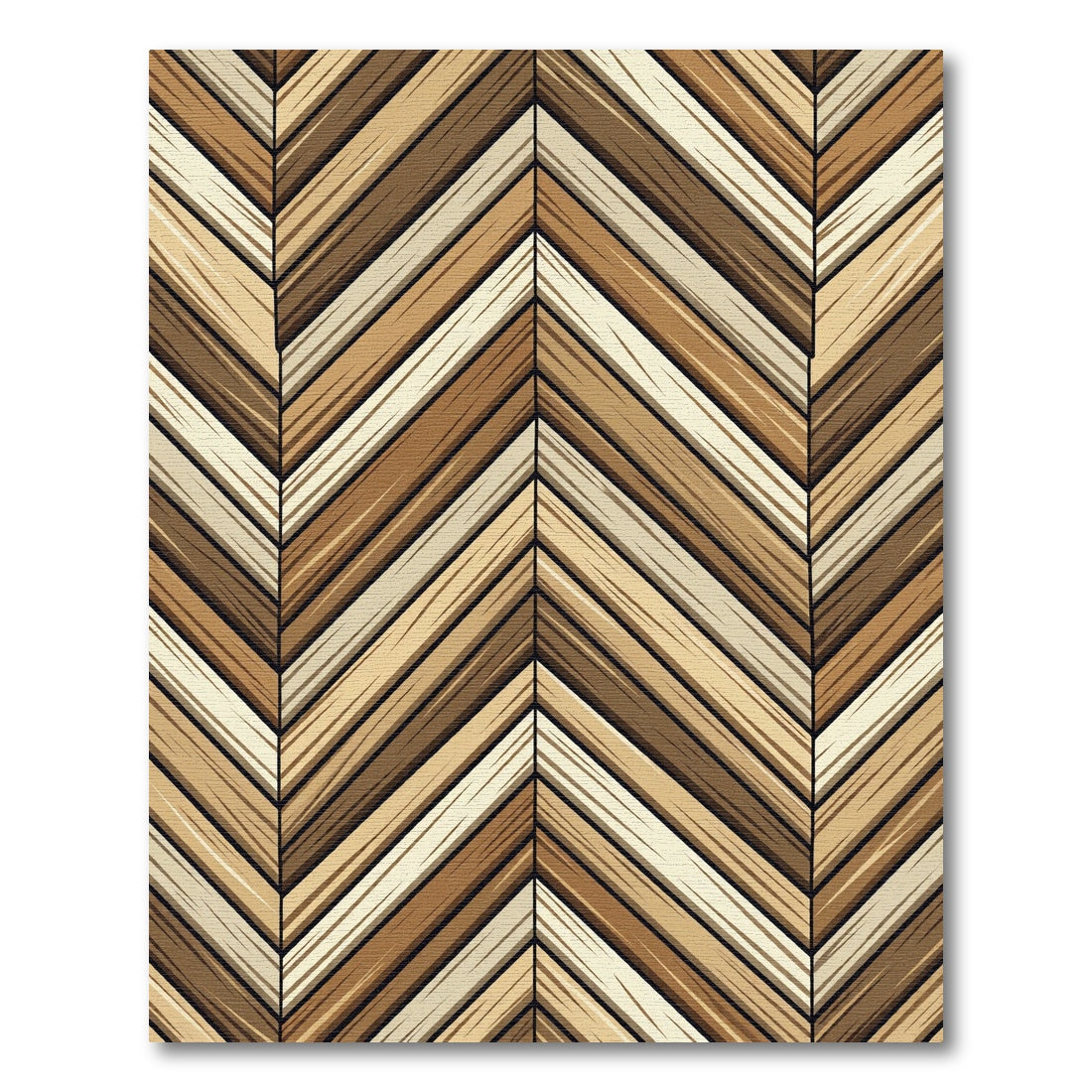 Earthy Tone Wooden Herringbone Rug