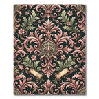 Elegant Pink Floral Damask Scroll Rug