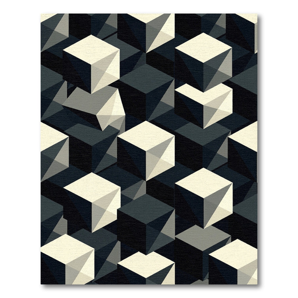 Geometric Monochrome Cubic Illusion Rug