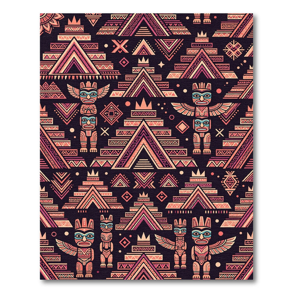Tribal Totem Pink Geometric Pyramid Rug