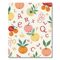 Whimsical Fruit and Letter Collage Rug