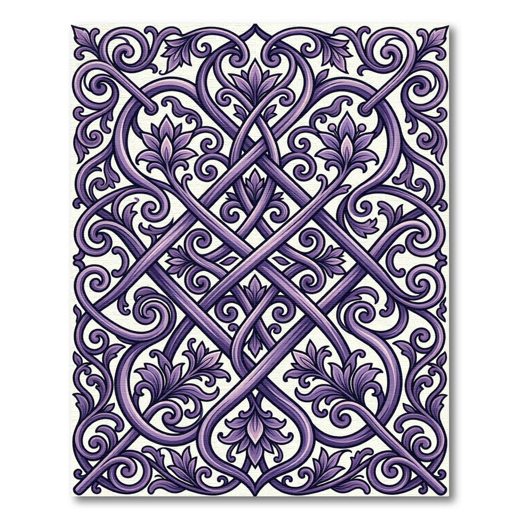 Royal Purple Ornate Scroll Lattice Rug