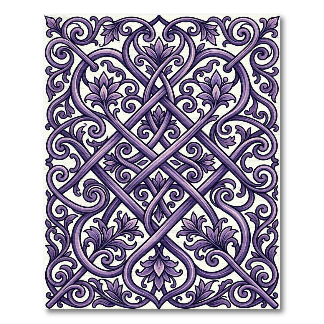 Royal Purple Ornate Scroll Lattice Rug