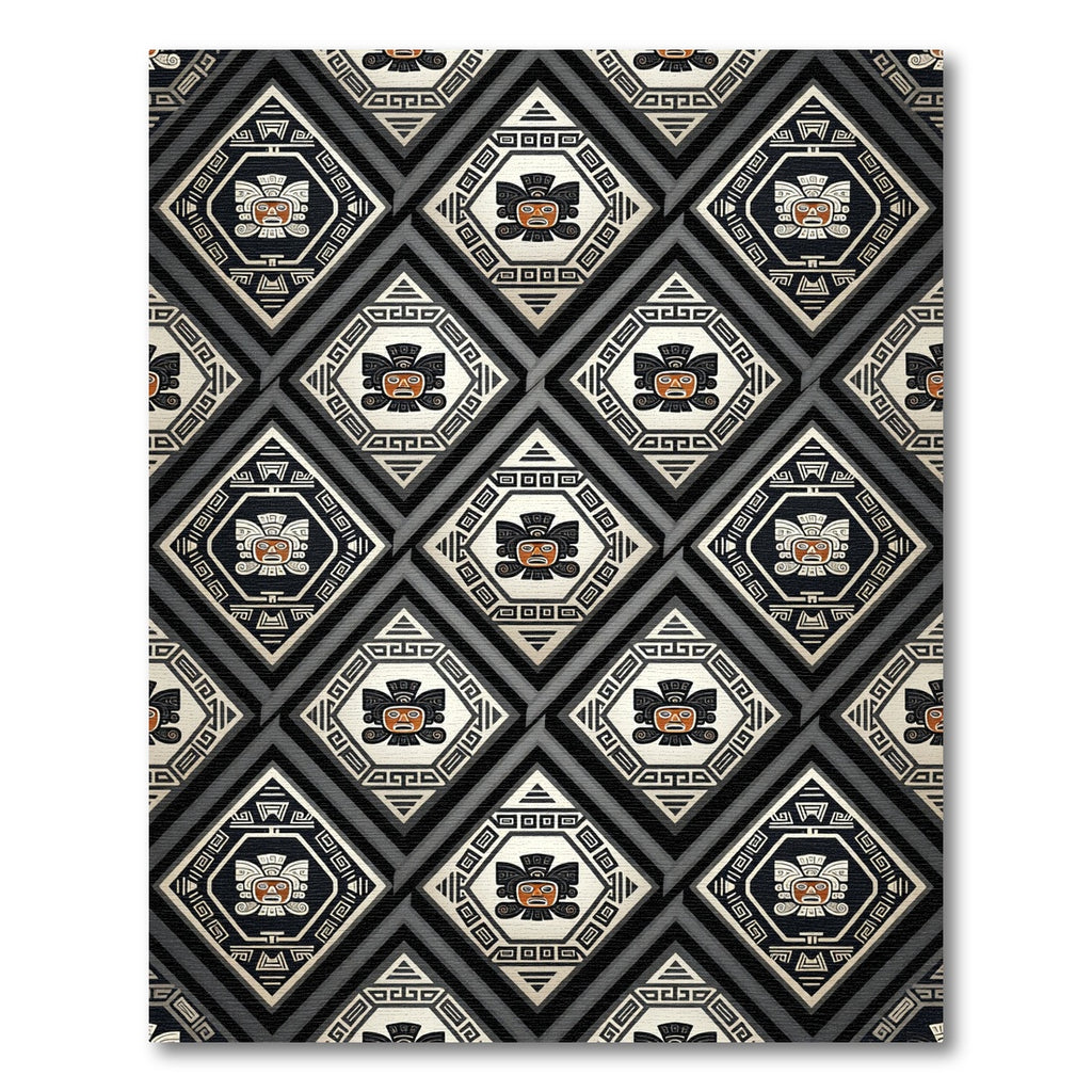 Tribal Face Diamond Geometric Rug