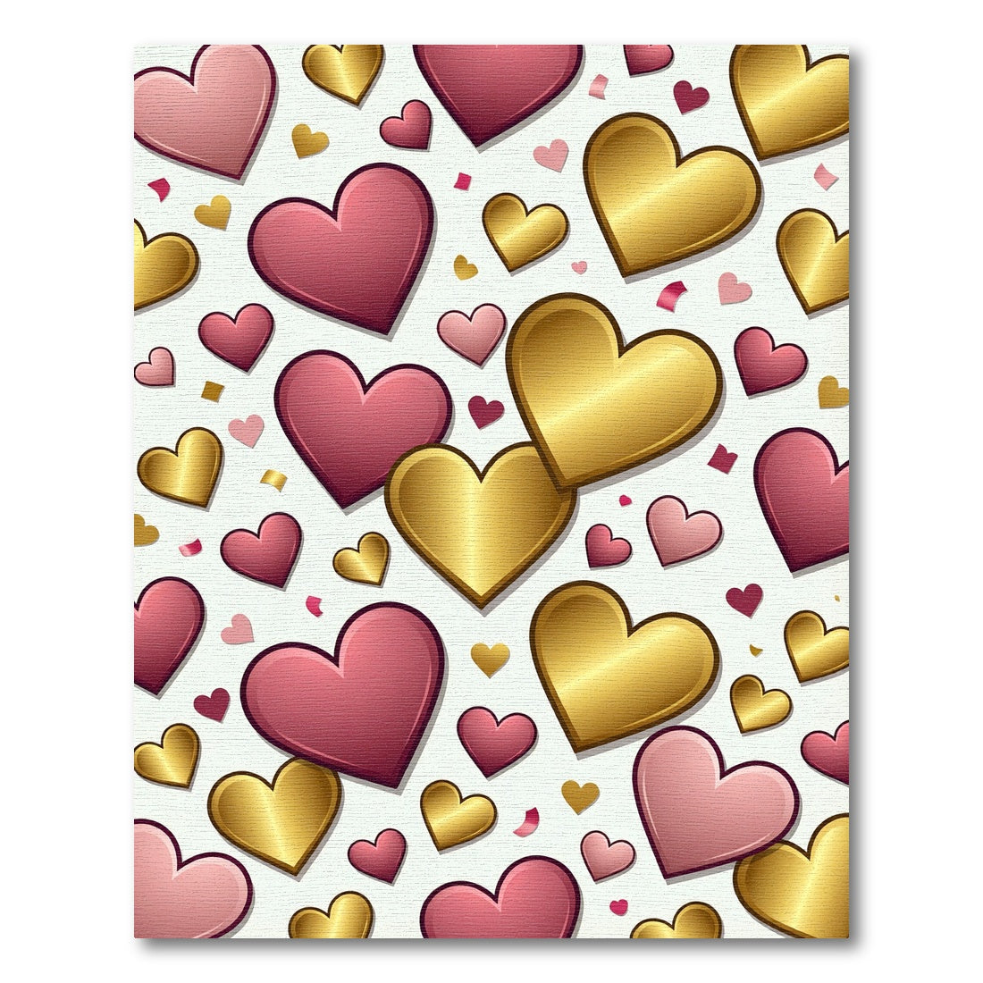 Crimson Gold Heart Scatter Rug