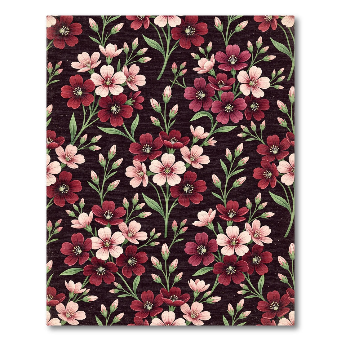 Rich Crimson Pink Floral Blossom Rug