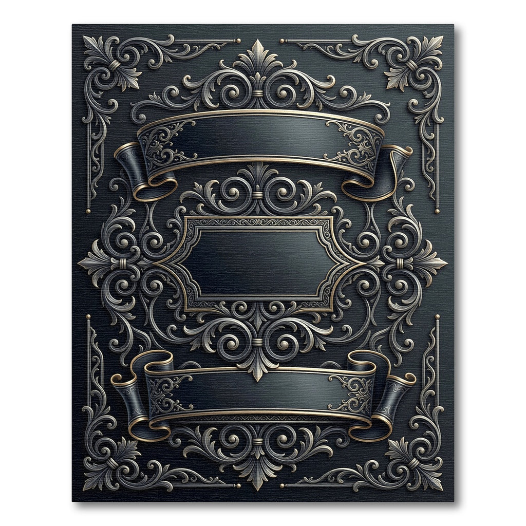 Ornate Gilded Gothic Scrollwork Onyx Backdrop Rug