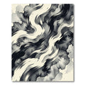 Monochrome Ink Swirl Abstract Wave Rug