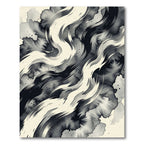 Monochrome Ink Swirl Abstract Wave Rug