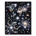 Cosmic World Map Dragon Constellation Rug