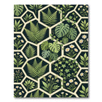 Lush Green Tropical Hexagon Foliage Rug