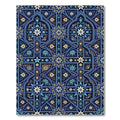 Intricate Navy Gold Floral Geometric Tile Rug