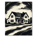 Monochromatic House Abstract Brushstroke Rug