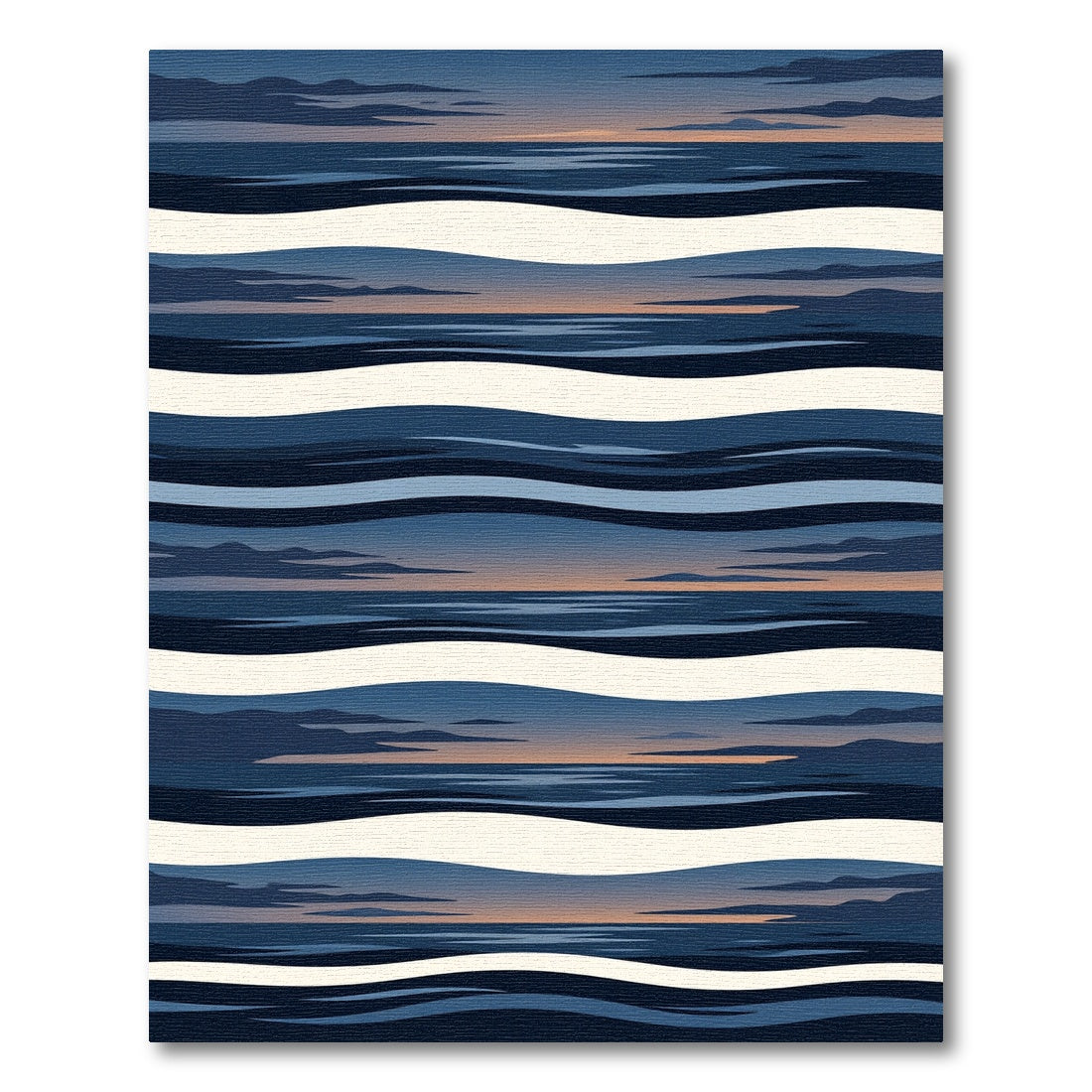 Twilight Horizon Abstract Navy Wave Rug