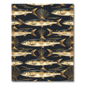 Art Deco Gold Fish Midnight Crest Rug