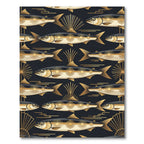Art Deco Gold Fish Midnight Crest Rug