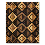 Geometric Golden Brown Layered Diamond Rug