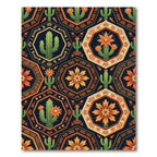 Desert Cactus Hexagon Terracotta Ochre Art Rug