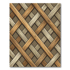 Woven Wood Toned Interlocking Grid Rug