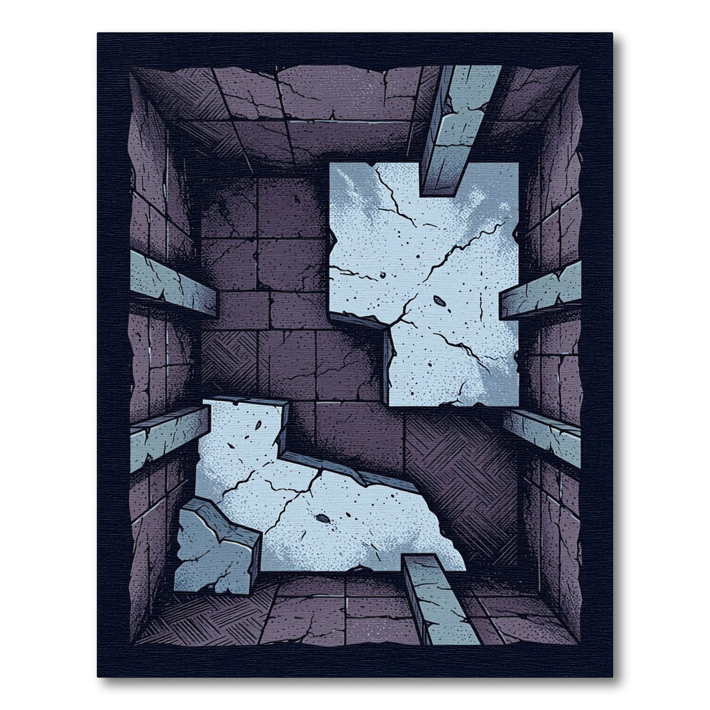 Ruinous Stone Dungeon Isometric View Rug
