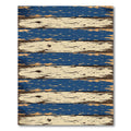Distressed Navy and Beige Horizontal Plank Rug