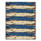 Distressed Navy and Beige Horizontal Plank Rug
