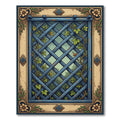 Blue Lattice Garden Vine Trellis Rug
